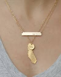 Gold California State Ca Love Cali Dreaming West Coast Pendant Chain Necklace Combo Set Gold Necklace Set California Necklace Necklace Set