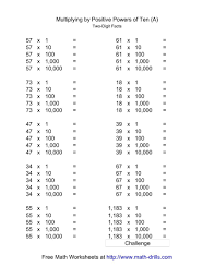 The Two Digit Multiplied By Positive Powers Of Ten A Math Worksheet From The Powers Of Ten Worksheets Page At Powers Of Ten Positivity Place Value Worksheets