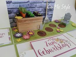 Ein Hochbeet Zum 50er Carma Style Explosionsbox Gluckwunschkarte Geburtstag Box
