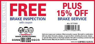 Free Brake Inspection Plus 15 Off Any Brake Service Pep Boys Pep Printable Coupons