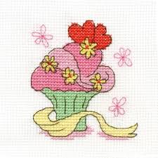 Dmc Mini Flower Cupcake Cross Stitch Kit Bk1370 E