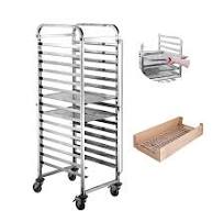 Oven Tray Rack For Bakery Industrial Stainless Steel Bakery Baking Cooling,  Proofing And Storage Rack With Mobile 4-Tier Utility Cart