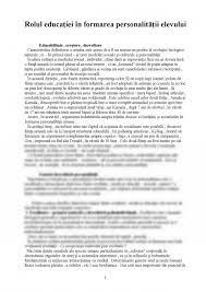Ca orice fenomen social, educatia are in mod implicit si un caracter istoric. Referat Rolul Educatiei In Formarea Personalitatii Elevului 179139 Graduo