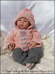 Knitting patterns for for one piece baby clothes that are cozy but easy to put on. Claire S Baby Doll Handknit Designs Knitting Dolls Clothes Handknit Design Baby Knitting Patterns