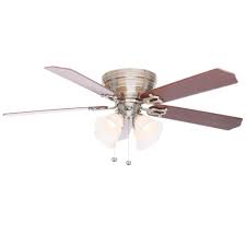 Hampton Bay Carriage House 52 In Led Indoor Brushed Nickel Ceiling Fan With Light Kit 46010 The Home Depot Brushed Nickel Ceiling Fan Ceiling Fan Brass Ceiling Fan