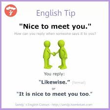 Nice To Meet You Learn English Teaching English English Vocab