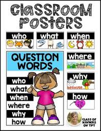 Question Words Posters For Reading Asking Questions Kindergarten And First