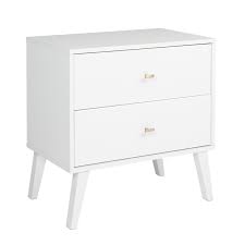 Prepac Milo Mid Century Modern 2 Drawer Nightstand In White Wdnr 1402 1
