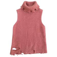 maison martin margiela destroyed sleeveless pink knit aw 2000 sleeveless kardashian red carpet knitting