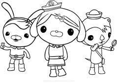 The main characters are the polar bear barnacles, the cat kwazii, the dog dashi, the inkling octopus, the shellington monkey, the tweak bunny, the peso penguin and the tunip the vegimal. The Octonauts Coloring Pages