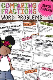Comparing Fractions Word Problems Error Analysis Task Cards Fraction Word Problems Word Problems Fractions