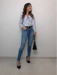 Camisa Social Com Calça Jeans Feminina Calca Jeans Simone Looks Casuais Femininos Looks Sociais Looks Femininos