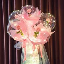 Flower aluminum foil balloons five leaf marriage room wedding birthday party decor flower shaped baby shower decorations balloon (leaf flower purple). Amazon Com 4pcs Led Luminous Balloon Rose Bouquet Light Transparent Balloons With Flower Ball Fake Roses For Diy Bouquets Wedding Party Gift Home Decoration Valentine S Day 2021 Gift Toys Games