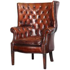Georgian Style Leather Library Chair Leather Wing Chair Unique Chair Library Chair