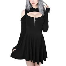 Women Gothic Hoodie Dress Goth Dress Mini Dress Streetwear Girl
