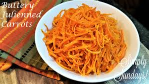 Julienned carrots sound fancy, but they're simply thin, even strips of vegetable. Buttery Julienned Carrots Simply Sundays