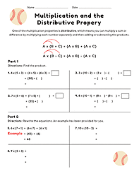 Multiplication And The Distributive Property Worksheet Education Com