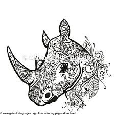 Rhino Head Tribal Zentangle Style Coloring Pages Rhino Tattoo How To Draw Hands Coloring Pages