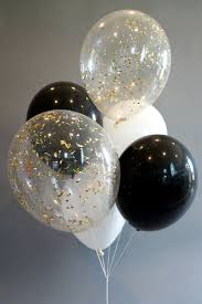 Black And White Balloons Images Black White Gold Balloon Bouquet With Gold Glitter Confetti Etsy Black And Gold Balloons White Party Decorations Black White Gold Party