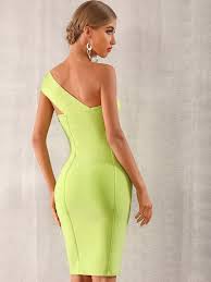 Selection de robe longue faite pour vous ! Robe Effet Bandage Fluo Avec Epaule Denudee Mode En Ligne Shein France