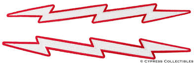 Sell Lot Of Two 2 Red Lightning Bolt Patch Embroidered Iron On Biker Sleeves Large Motorcycle In Austin Texas United States
