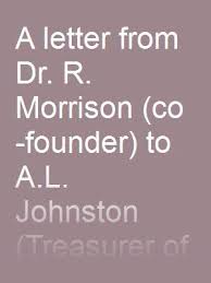 A letter from Dr. R. Morrison (co-founder) to A.L. Johnston (Treasurer of  SI) and trustees dated Nov 1828 regarding the dilapidated state of the  Singapore Institution