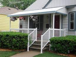 Straight Style Aluminum Awning With 2 5 Square Posts Front Porch Design Porch Design Aluminum Awnings