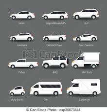 car type and model objects icons set