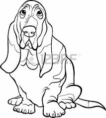 Basset Hound Clipart Black And White Black And White Cartoon Illustration Of Cute Basset Hound Purebred Basset Hound Dog Black And White Cartoon Bassett Hound