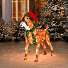 Holiday Christmas Lighted Indoor Outdoor Boxer Dog Prelit Santa H Decorating With Christmas Lights Light Up Christmas Decorations Outdoor Christmas Decorations