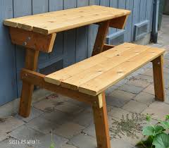 Turn A Picnic Table To Bench Using Ana White Plans Picnic Table Bench Outdoor Picnic Tables Picnic Table