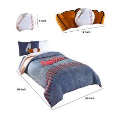 Baseball bed 578216 collection of interior design and decorating ideas on the littlefishphilly.com. 6 Piece Polyester Full Comforter Set With Baseball Inspired Print Blue Overstock 32006790