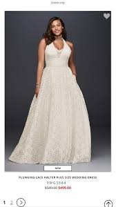 Black And White Wedding Dresses David S Bridal Plunging Lace Halter Plus Size Wedding Dress David S Bridal Top Wedding Dresses Lace Dress Dresses