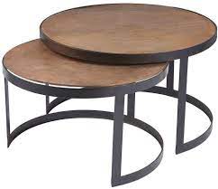 The coffee table of your living area can act as a centerpiece for your living room and with mexports by susana molina's oxidized hammered copper coffee table it will easily turn heads. Plano Vintage Copper Round Nest Of 2 Coffee Table Cfs Furniture Uk