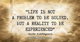 Life Is Not A Problem To Be Solved But A Reality To Be Experienced Soren Kierkegaard Quotes4sharing