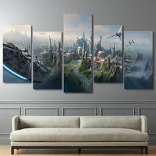 Star Wars Movie Scene 5pc Wall Decor Framed Oil Painting Hd Art Canvas Picture Walls Star Wars Wall Art Canvas Art Wall Decor