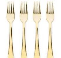 Amazon.com: Prestee Set of 300 Gold Plastic Forks Disposable ...