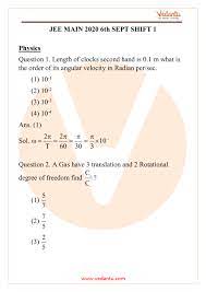 Applicants can also check jee main session 3 question paper and answer key by resonance. Jee Main 2020 Question Paper Solutions 6 September Morning