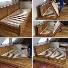 Square space saver wooden folding bed, stable sturdy construction. Folding Double Bed Diy Sofa Bed Diy Sofa Diy Pallet Furniture