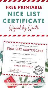 Below is a list of individuals or organizations that. Free Printable Nice List Certificate Signed By Santa