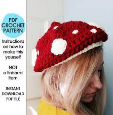 Muchroom Hat Crochet Pattern Slouchy Beanie Mushroom Toadstool Crochet Gift Crochet Mushroom Mori Girl Cottage Core In 2021 Crochet Mushroom Crochet Hat Pattern Crochet Patterns