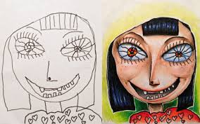 A Tattoo Artist Colored In His 4 Year Old Daughter S Line Drawing The Results Were Pretty Epic Childrens Drawings Drawing For Kids Kids Artwork