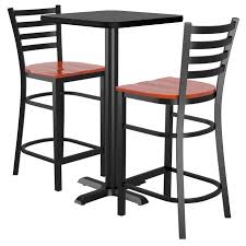 Bar stool and table set. Set Of 2 Ladder Back Metal Bar Stools And Table Top With Base