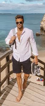 Black And White Button Up Shirt Outfit Codywestonandrew With A Beach Inspired Outfit With A White Linen Button Up Shirt With Rolled Up S Summer Outfits Men Mens Casual Outfits Mens Summer Outfits