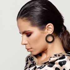 Front Facing Black Matte CZ Cubic Zirconia Hoop Stud Earrings, Large 14K  Gold Tone Stainless Steel Earring Jewelry for Women, 1 Pair