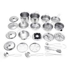 Steel kitchen set for kids. 19 23pcs Cookware Fun Playset Stainless Steel Kitchen House Utensils Cutlery Play Food Pots Tool Holds Kids Toys Earlier Educational Walmart Canada