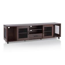 Tv large stand 2 recycled wood draws teak handcrafted drawers table bali wooden. Furniture Of America Coopern 71 In Vintage Walnut Particle Board Tv Stand With 1 Drawer Fits Tvs Up To 80 In With Storage Doors Hfw 1697c6 Tv The Home Depot