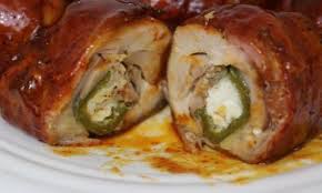 Bacon Wrapped Jalapeno Chicken Thighs Recipe Baked Bacon Wrapped Chicken Chicken Recipes Boneless Bbq Chicken Bites