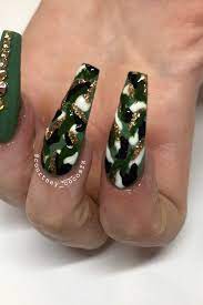 Khaki Green Army Print Nail Art Army Nails Nails Nail Art