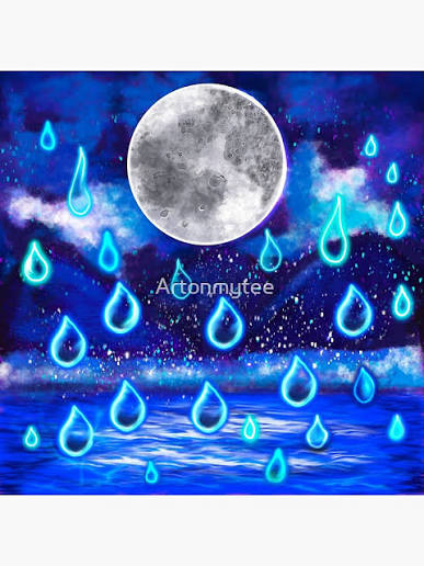 Blue Moon at midnight - Full moon in the rain, midnight landscape with  raindrops falling into Water" Art Print for Sale by Artonmytee | Redbubble